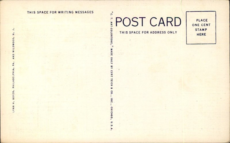 Ocean Gate NJ New Jersey Boardwalk Beach c1930-50s Vintage Postcard