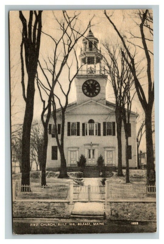 Vintage 1930's Photo Postcard First United Church of Christ Belfast Maine