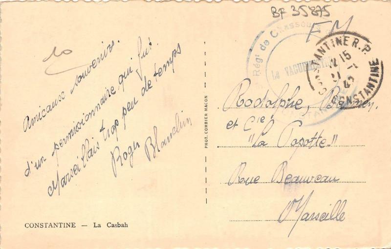 BF35875 constantine la casbah   algeria front/back scan