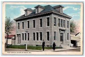 1911 Post Office Havre De Grace Exterior Building Maryland MD Vintage Postcard 