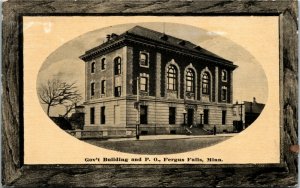 Postcard MN Fergus Falls Gov't Building & Post Office ~1910 M50