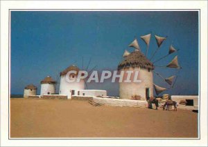 Postcard Modern Greece The windmills of Mykonos