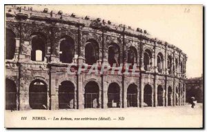 Postcard Old Nimes Les Arenes Exterior view detail