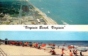 Virginia Virginia Beach Split View Aerial View and Beach Scene