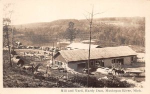 Muskegon River Michigan Hardy Dam Oxbow Mill and Yard Vintage Postcard AA71935