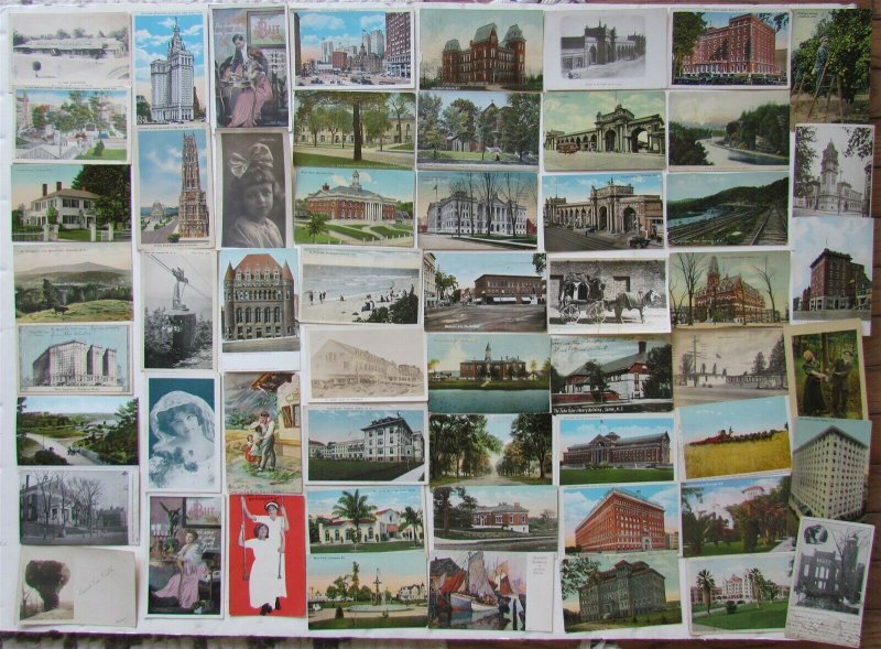 Lot of 508 ANTIQUE & VINTAGE POSTCARDS RPPC TOWNS VIEWS RPPC COMIC NO CHROMES 