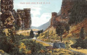D. & R. G. Railroad Castle Gate Utah Railroad, Train Postcard