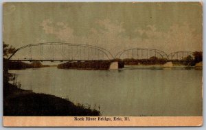 Erie Illinois c1910 Postcard Rock River Bridge