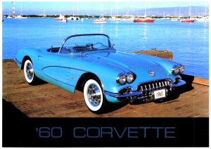 1960 Autobahn Graphics Blue Corvette Convertible 5 x 7, postcard