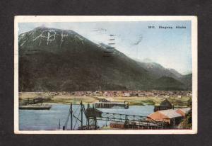 AK Skagway Harbor Ships Boats Mountains Mtns Alaska Postcard 1932