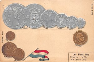 Netherlands Flag Coins embossed coinage postcard C314
