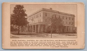 HARTWELL GA HOTEL ADVERTISING ANTIQUE POSTCARD