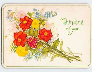 Postcard Thinking of you with Flowers Art Print