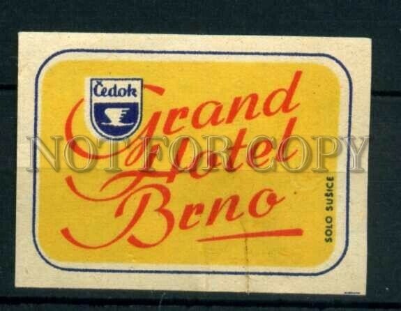 500816 Czechoslovakia Grand Hotel Brno ADVERTISING match label