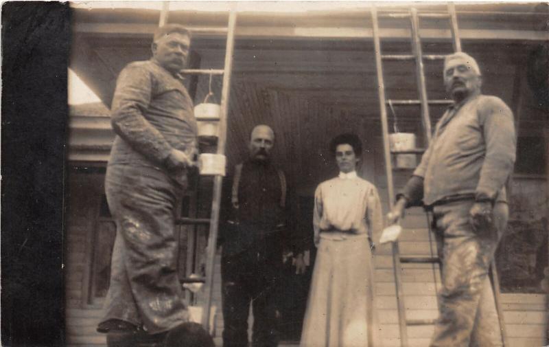 F9/ Occupational Real Photo RPPC Postcard c1910 Painting Crew Porch 8