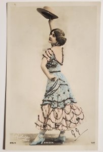 RPPC Theatre Actress Aragon Glitter Applique Reutlinger Photo Postcard B37