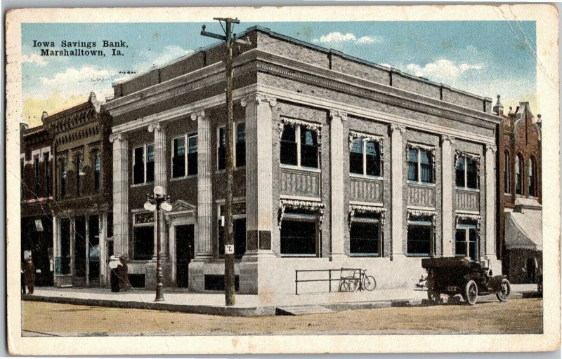 Iowa Savings Bank Marshalltown IA c1917 Vintage Postcard C36