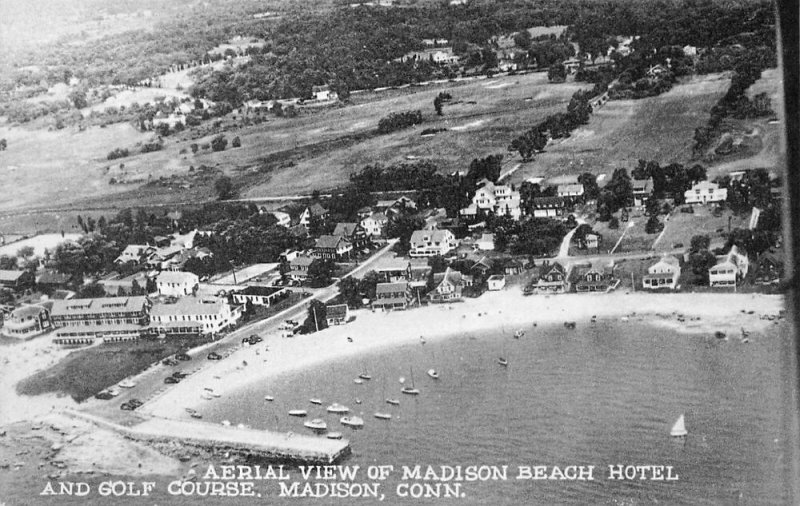 Madison CT Aerial View Madison Beach Hotel Coastal View, Postcard