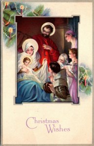 VINTAGE POSTCARD NATIVITY SCENE CHRISTMAS DURHAM CANADA 1928 HIGH VALUE STAMP