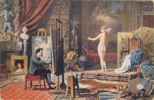 Painter model fine art C. Schweninger vintage postcard