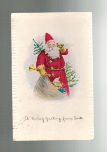 1916 Pittsfield NH Postcard Cover Christmas Santa Claus with Toys and Bell