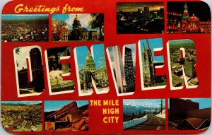 Greetings Denver Mile High City Colorado CO WOB Postcard Dexter Press Mult PM 