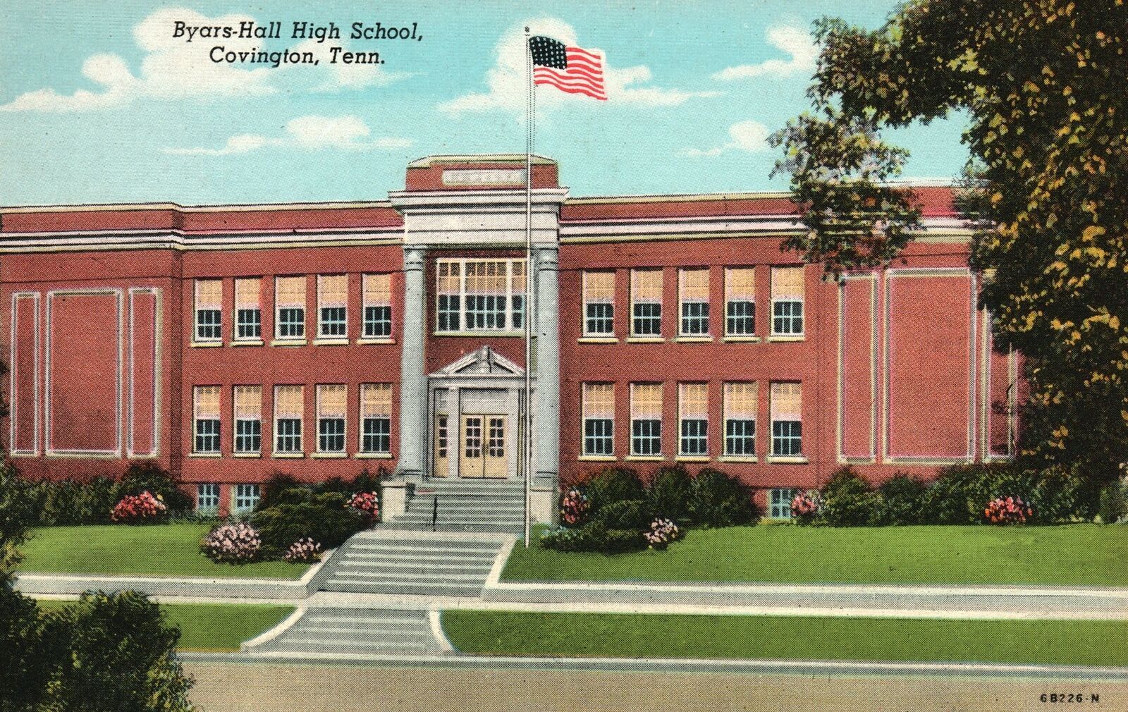 Vintage Postcard Byars Hall High School Campus Building Covington Tennessee TN United States