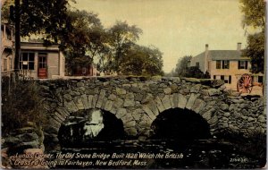 PC Lund's Corner Old Stone Bridge British Crossed in New Bedford, Massachusetts