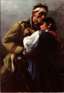 Mint Italy WW2 Patriotic Tafuri  picture postcard Soldier Coming Back Home