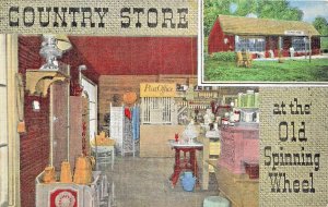 HINSDALE ILLINOIS IL~COUNTRY STORE-P OFFICE-OLD SPINNING WHEEL~VINTAGE POSTCARD