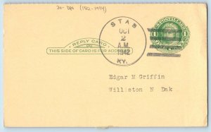 DPO (1922-1994) Stab Kentucky KY Postcard Edgar M Griffin Williston ND 1942