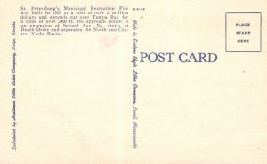 Vintage Postcard 1930's Municipal Recreation Pier St. Petersburg Florida FL