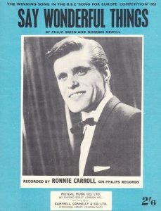 Say Wonderful Things Ronnie Carroll 1950s Sheet Music