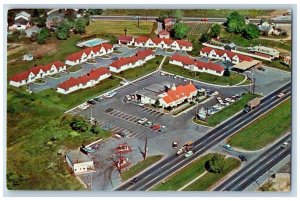 c1950 Aerial View Dutch Village Motel & Restaurant New Castle Delaware Postcard