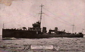 British Royal Navy HMS Tigress Torpedo Boat Destroyer c.1910 Vintage  Postcard