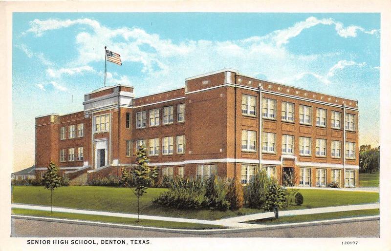 E3/ Denton Texas Tx Postcard c1910 Senior High School Building