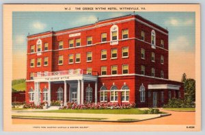 1940's WYTHEVILLE VIRGINIA GEORGE WYTHE HOTEL NORFOLK & WESTERN RAILWAY POSTCARD