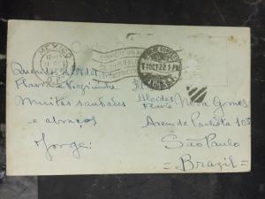 1922 Mexico City Real Picture RPPC Postcard Cover To Sao Pablo Brasil Church