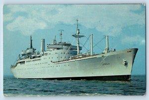 US Navy Ship Postcard United States Naval Ship Upshur T-AP 198 1956 Vintage