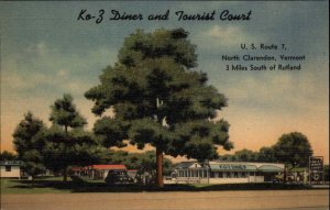 NORTH CLARENDON VT US Route 7 Ko-Z-Diner DINER Old Linen Postcard