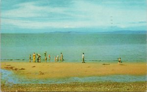 Parksville BC Vancouver Island People at Beach c1968 Postcard G4