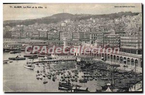 Old Postcard Algiers Port and the City