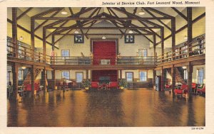 Fort Leonard Wood Missouri 1940s Postcard Interior of Service Club WWII Era