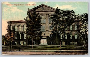 Detroit Michigan~Western High School Building~c1910 Postcard