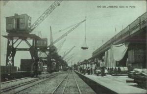 Rio De Janeiro - Busy Dock Scene Cranes etc c1910 Postcard