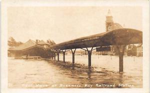 Buzzards Bay MA Railroad Station Train Depot Tidal Wave RPPC Postcard