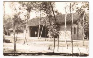 Picnic Building Indian Lake State Park Manistique Michigan RPPC postcard