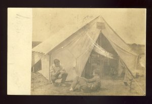 Military, Army? Postcard, Soldiers Near Tent, Providence RI 1905 Postmark