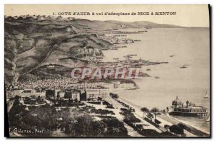 Old Postcard Nice Cote d Azur flight of airplane