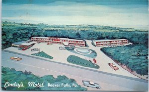 1960s Conley's Motel Beaver Falls Pennsylvania Postcard